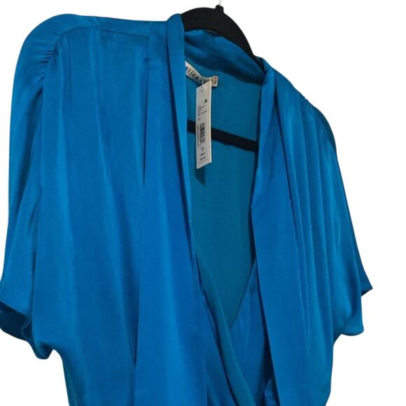 Alice + Olivia Bright blue twist tie silk blouse - Picture 2 of 9